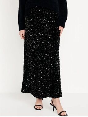 Old Navy Black Sequin Maxi Skirt